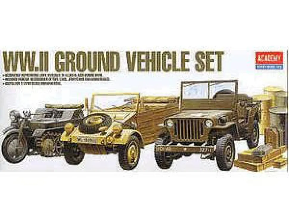 Academy 1/72 WWII Ground Vehicle Set 1 - US & German Vehicles