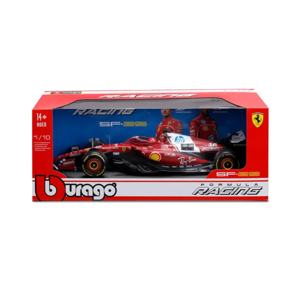 Burago 1/18 Ferrari F1 SF-25 2025 #16 Charles Leclerc Diecast Model