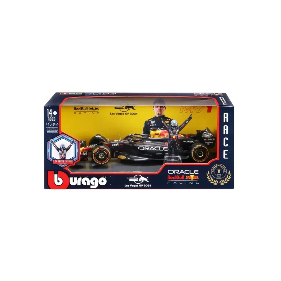 Burago 1/24 F1 Red Bull Racing RB20 2024 with Driver Figure - Max Verstappen Diecast Model