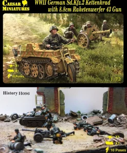 Caesar Miniatures 1/72 Sd.Kfz.2 Kettenkrad with 8.8cm Raketenwerfer 43 Gun