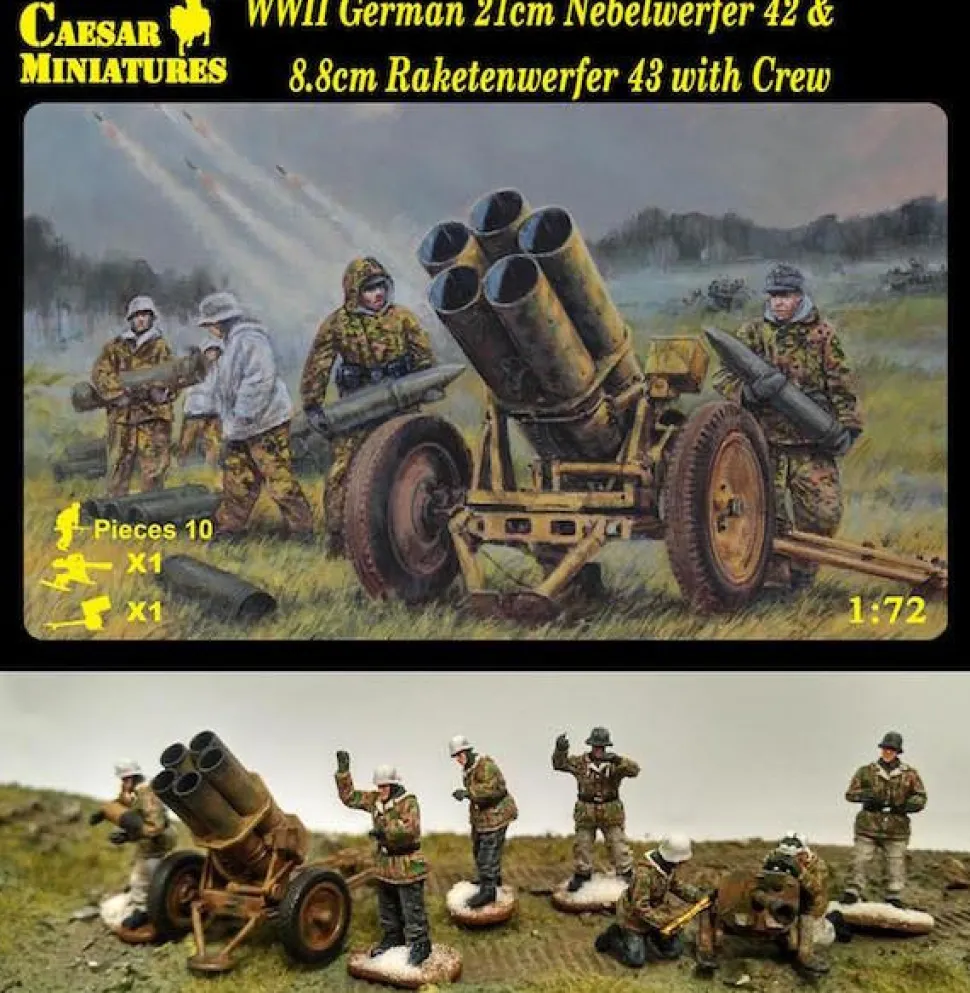 Caesar Miniatures 1/72 WWII German 21cm Nebelwerfer 42 and 8.8cm Raketwerfer 43 with crew