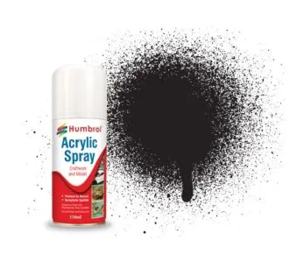 Humbrol 33 Matt Black 150ml Acrylic Spray Paint