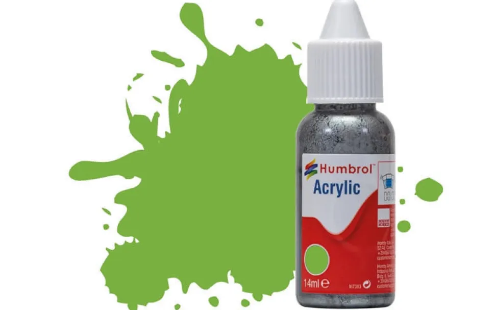 Humbrol 38 14ml Acrylic Gloss Lime Green Paint Dropper Bottle
