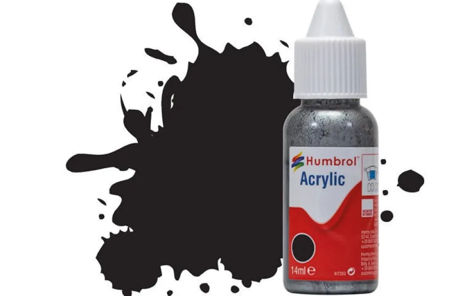 Humbrol 33 14ml Acrylic Matt Black Paint Dropper Bottle