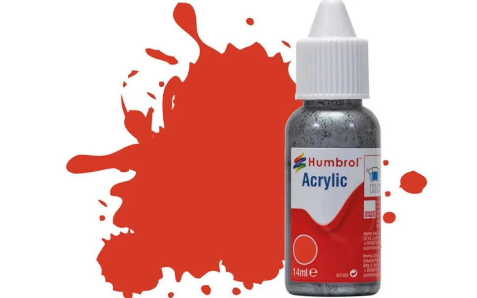Humbrol 174 14ml Acrylic Satin Signal Red Paint Dropper Bottle