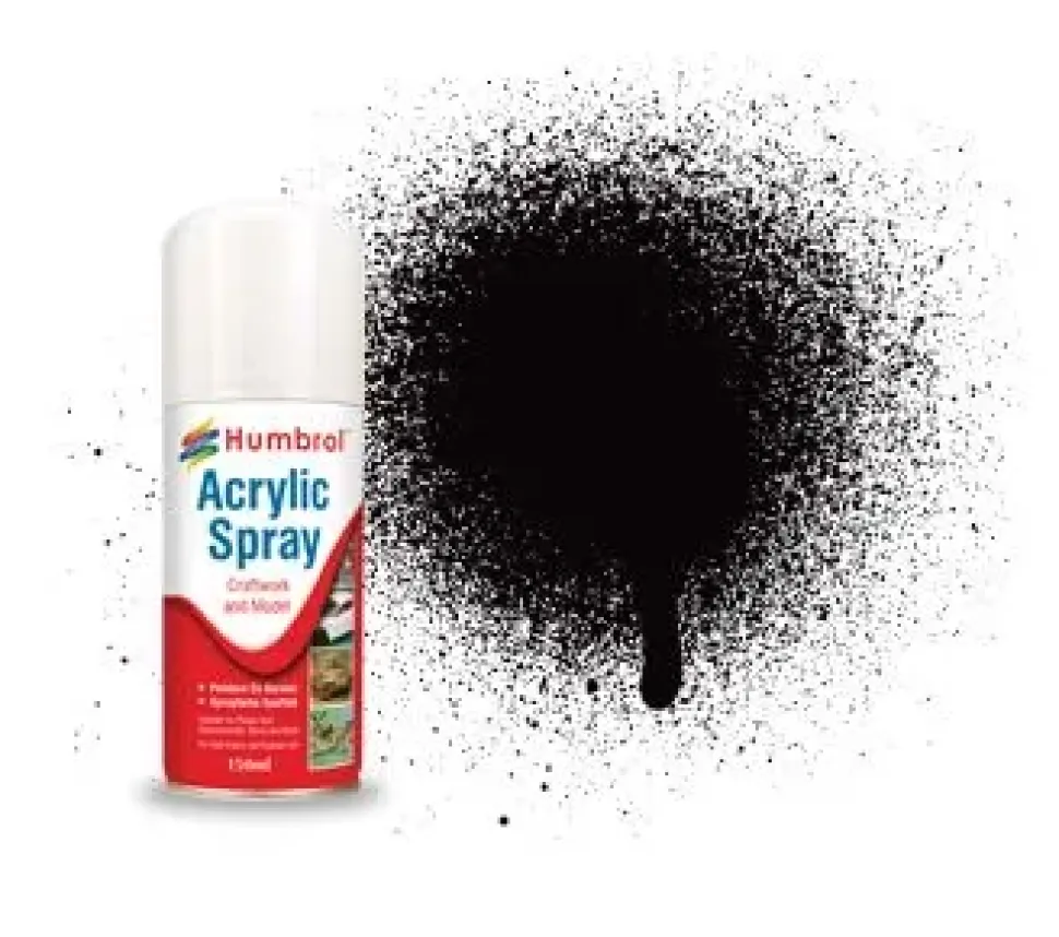Humbrol 85 Satin Black 150ml Acrylic Spray Paint