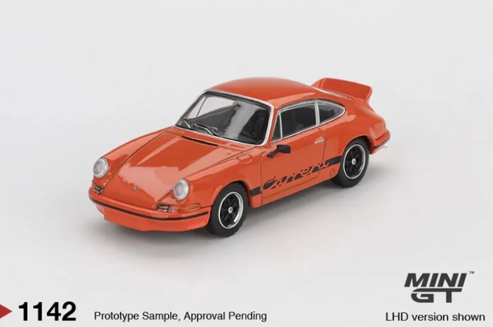 Mini GT 1/64 Porsche 911 Carrera RS 2.7 Tangerine With Black Livery (RHD)