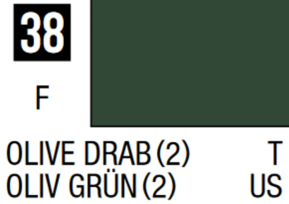 Mr Hobby Mr Colour 10ml 038 Olive Drab 2 Semi Gloss Acrylic Paint