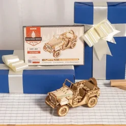 Rokr Army Jeep 3D Wooden Puzzle Model Kit