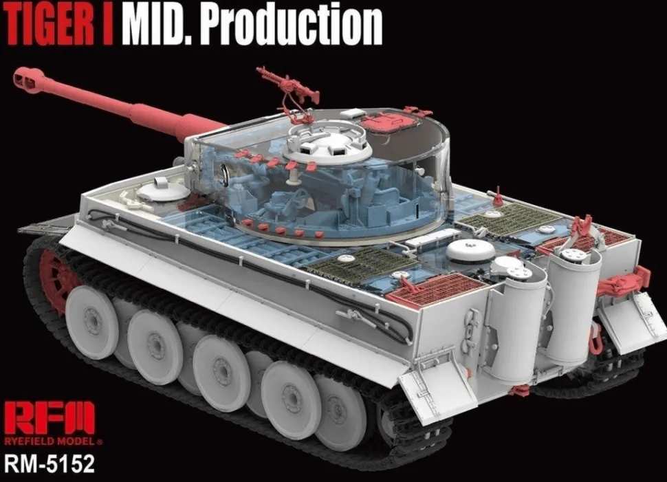Rye Field Models 1/35 Pz.Kpfw.VI Ausf.E Tiger I Mid Production (Clear Hull)