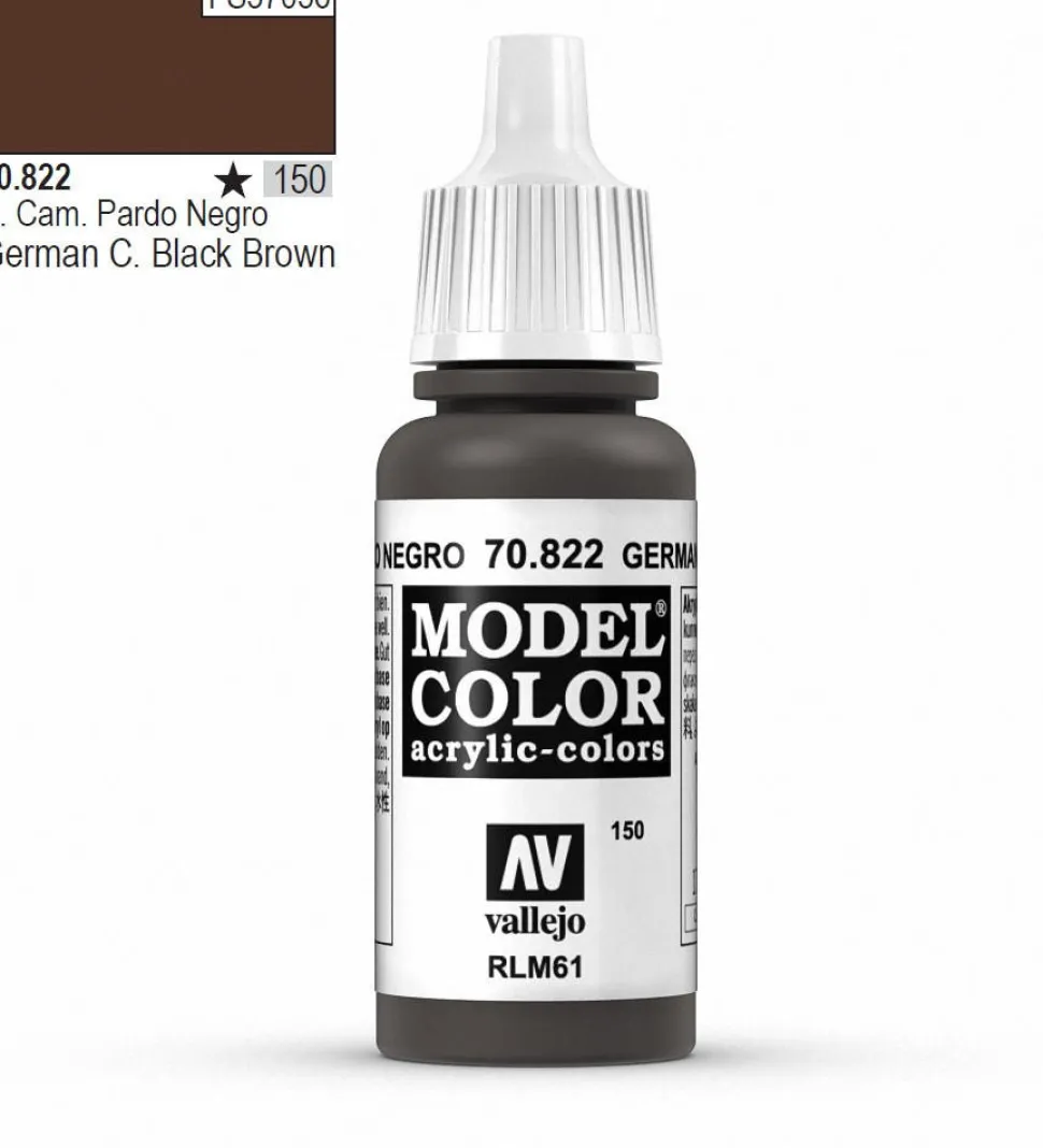 Vallejo Model Color 822 17ml German Black-Brown Matt Acrylic