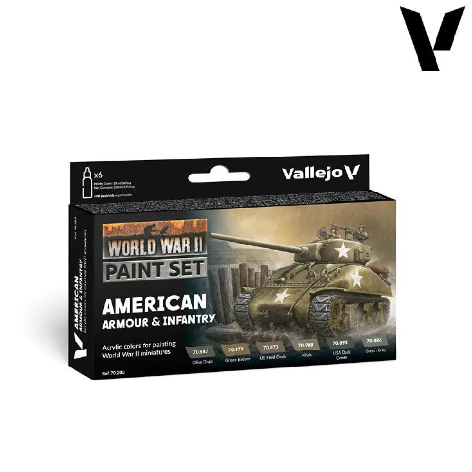 Vallejo Model Color Set - WWII American Armour & Infantry Paint Set
