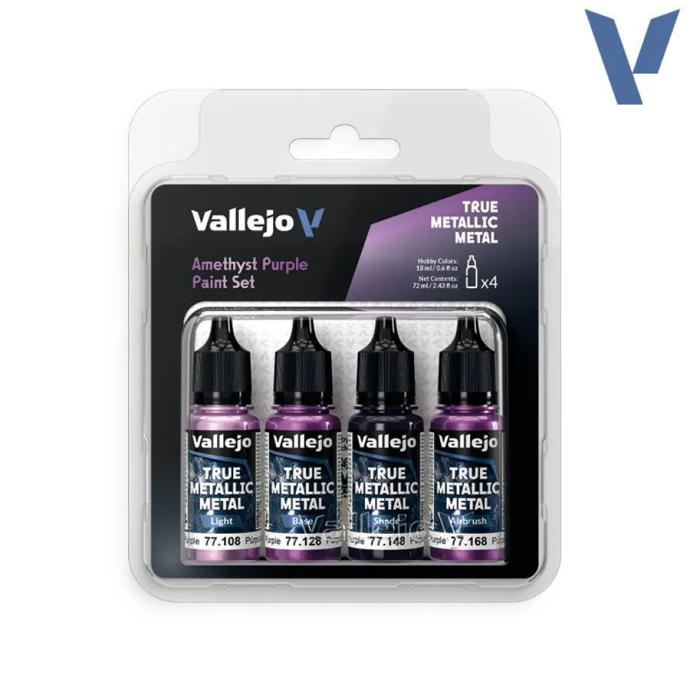 Vallejo True Metallic Metal TMM Paint Set - Amethyst Purple